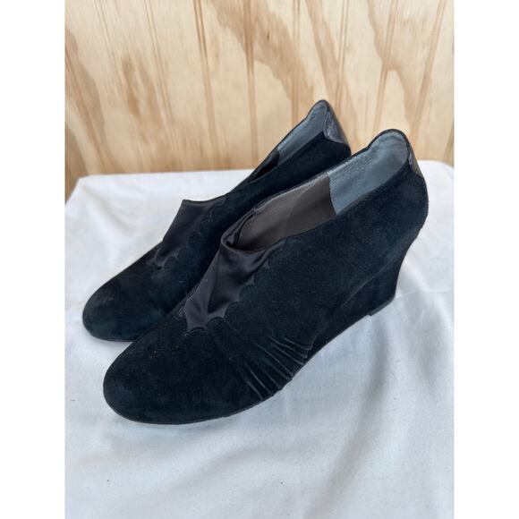 Umberto Ruffini Signature Black Leather & Suede Stretch Wedge Shoes Size 8 - Picture 10 of 10